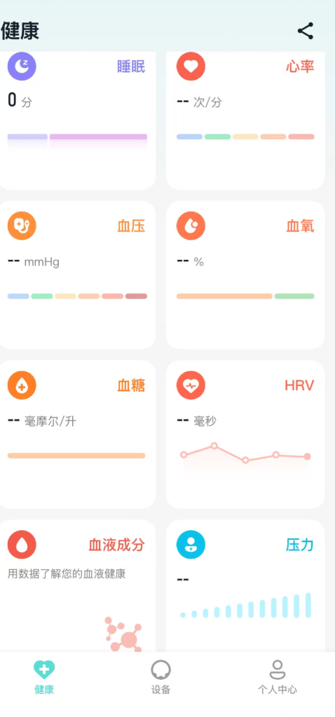 App健康首页多项生命体征展示
